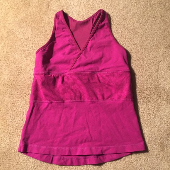 lululemon athletica Tops - Lululemon Magenta Crossover Yoga Tank Top